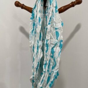 White and Blue Seahorse Scarf